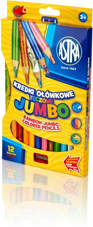Kredki ołówkowe. Jumbo. Tęczowe 12 kolorów - tantis.pl