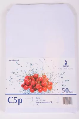 Bong. Koperta C5 Samoprzylepna, biała 50 sztuk