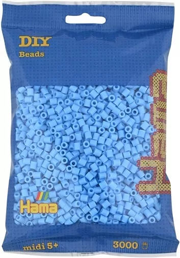 Hama Midi Koraliki w woreczku 3000 pastelowe niebieskie - tantis.pl