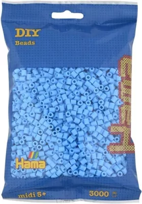 Hama Midi Koraliki w woreczku 3000 pastelowe niebieskie
