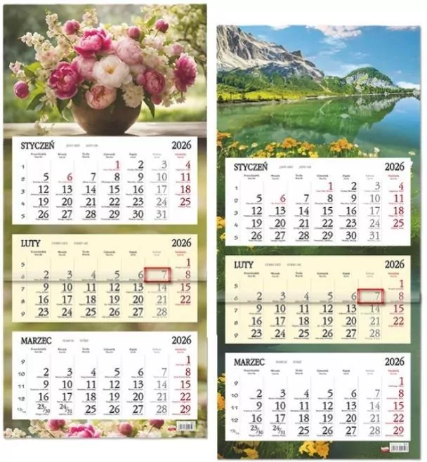 Kalendarz 2024 trójdzielny z płaską główką. Mix - tantis.pl