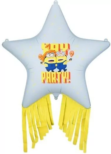 Balon foliowy Gwiazda z frędzlami Minionki 72x72cm - tantis.pl
