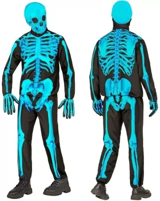 Strój szkielet neonowy niebieski rozm. 164/XXS