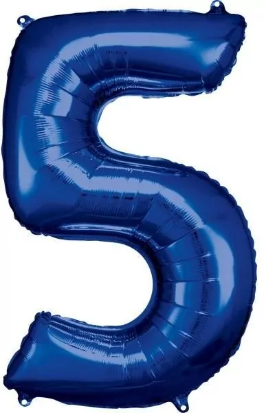 Balon foliowy cyfra 5 niebieska 57x86cm - tantis.pl