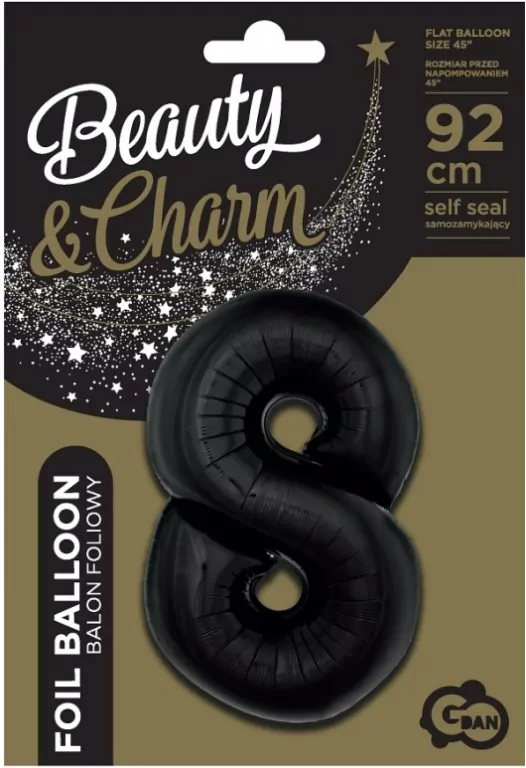 Balon foliowy B&C cyfra 8 czarna 92cm - tantis.pl