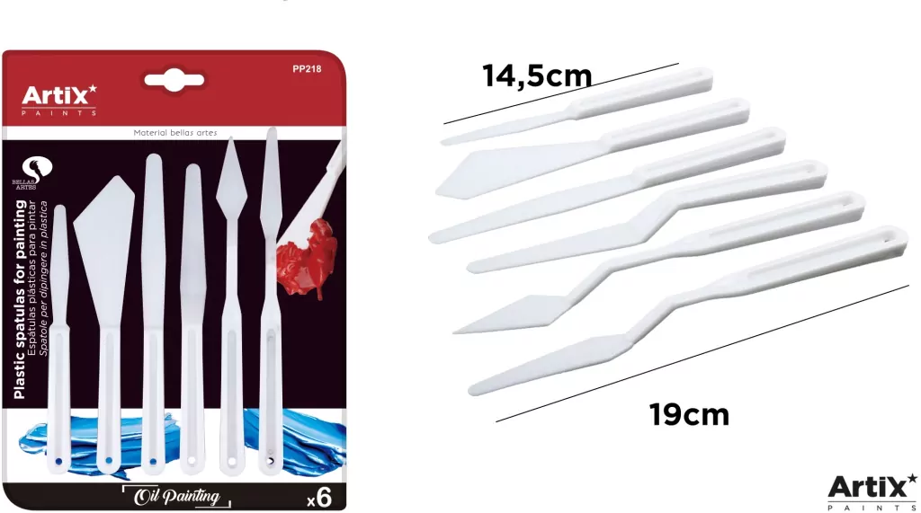 Zestaw szpachelki malarskie plastikowe, 6 sztuk - tantis.pl