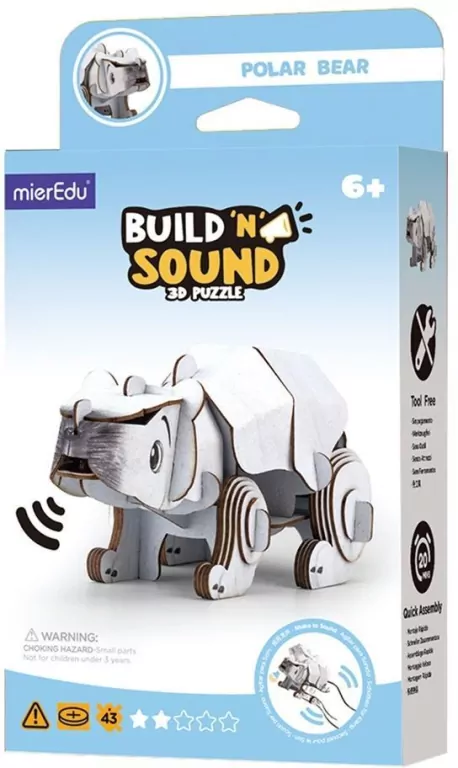 Puzzle 3D. Buduj i słuchaj - Niedźwiedź Polarny - tantis.pl