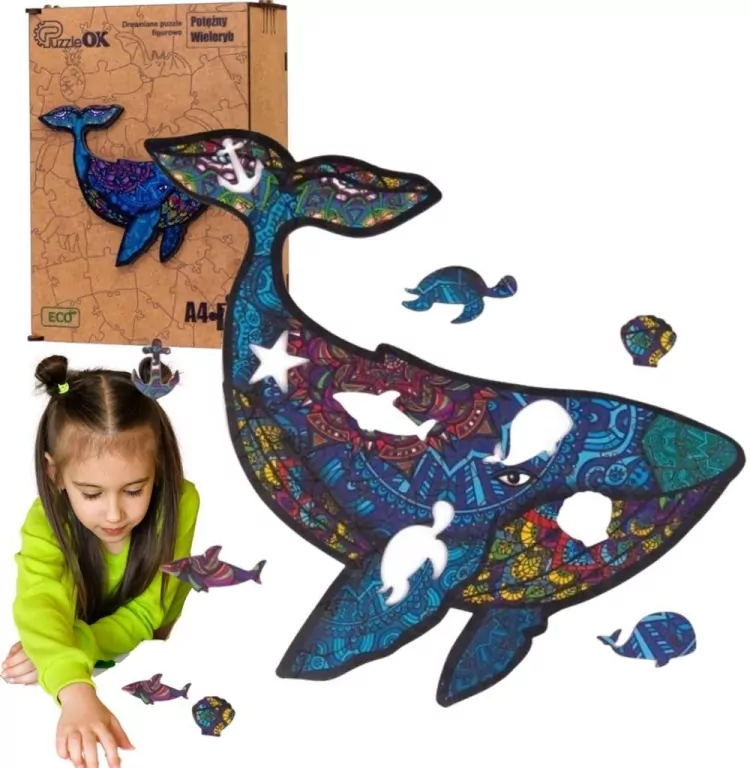 Puzzle drewniane eko 75. Potężny wieloryb - tantis.pl