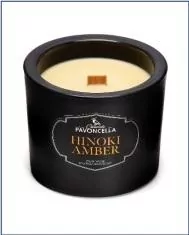 Świeczka sojowa Hinoki Amber czarna 170g - tantis.pl