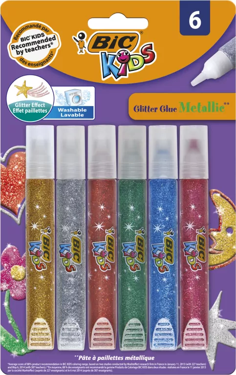 Klej brokatowy Glitter mix kolorów 6 kolorów BIC - tantis.pl
