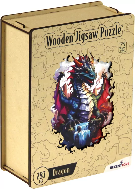 Puzzle 287 drewniane kolorowe Smok - tantis.pl