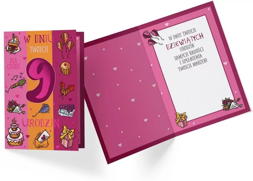 Karnet PR-333 Urodziny 9 dziewczynka - tantis.pl