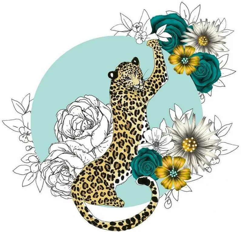 Karnet Swarovski kwadrat CL1424 Gepard kwiaty - tantis.pl