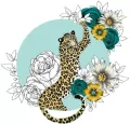 Karnet Swarovski kwadrat CL1424 Gepard kwiaty - tantis.pl