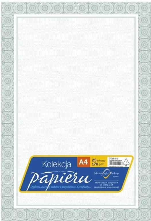 Papier ozdobny A4 certyfikat dyplom 170g/m2 25ar - tantis.pl