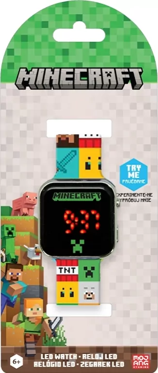 Zegarek LED z kalendarzem. Minecraft MIN4272 - tantis.pl