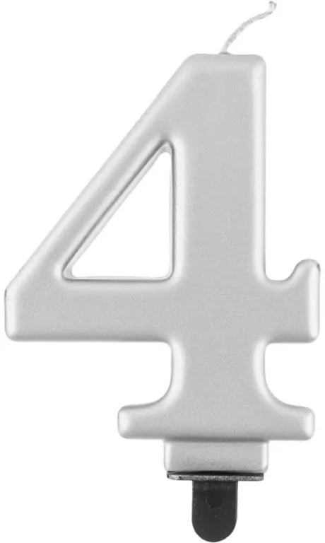 Świeczka B&C 4 metalik srebrna 8,0cm - tantis.pl