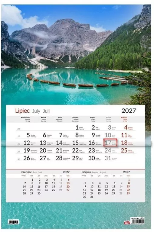 Kalendarz 2027 jednodzielny Lazur - tantis.pl