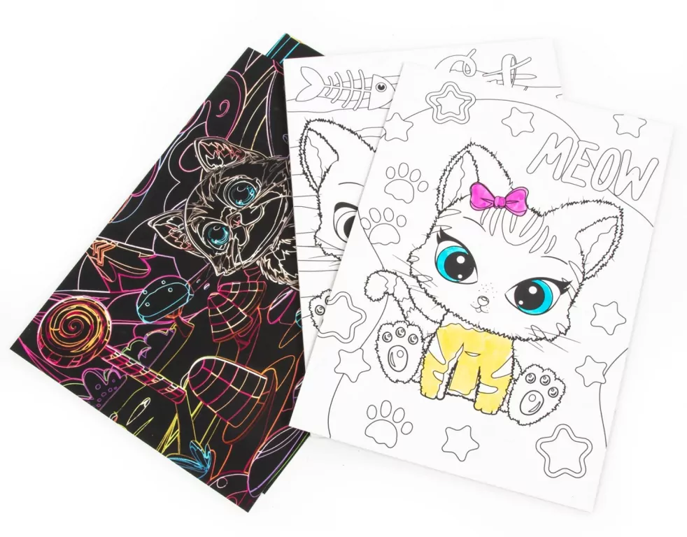 Wydrapywanka z kolorowanką 2w1 Kotki KIDEA - tantis.pl