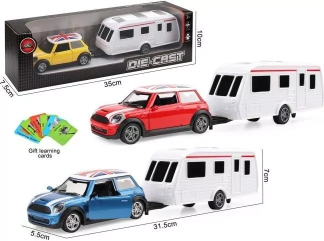 Auto metal z przyczepą otwierane drzwi, karty MIX - tantis.pl