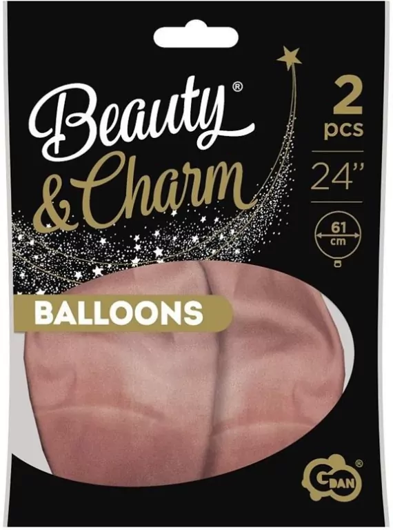 Balony Beauty&Charm platynowe różowe zł. 61cm 2szt - tantis.pl
