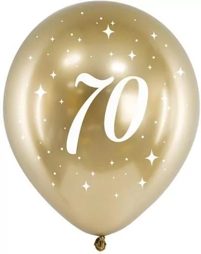 Balony. Glossy złote 70-tka 30cm 6 szt. - tantis.pl