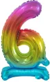 Balon foliowy 6, stojący, tęczowy, 38 cm - tantis.pl