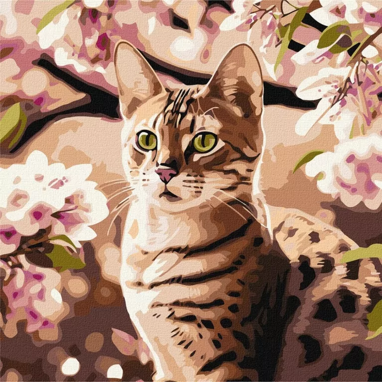 Malowanie po numerach - Kotek w ogrodzie 40x40cm - tantis.pl