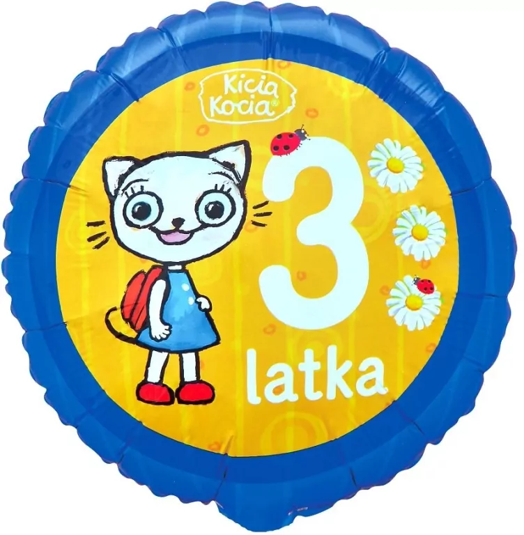 Balon foliowy Kicia Kocia 3 latka 46cm - tantis.pl