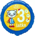 Balon foliowy Kicia Kocia 3 latka 46cm - tantis.pl