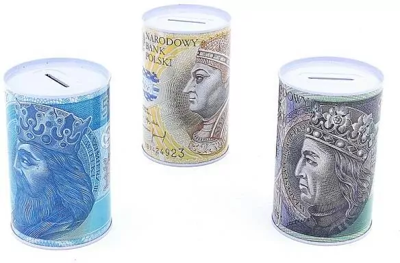 Skarbonka metalowa puszka. Waluta PLN, mix - tantis.pl