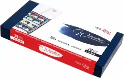 Farby akwarelowe w kostkach classic w metalowej kasetce 28 kolorów