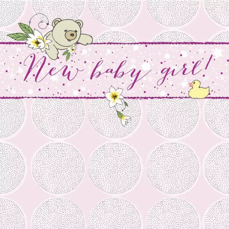 Karnet Swarovski kwadrat CL0219 Narodziny miś - tantis.pl