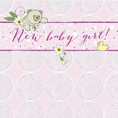 Karnet Swarovski kwadrat CL0219 Narodziny miś