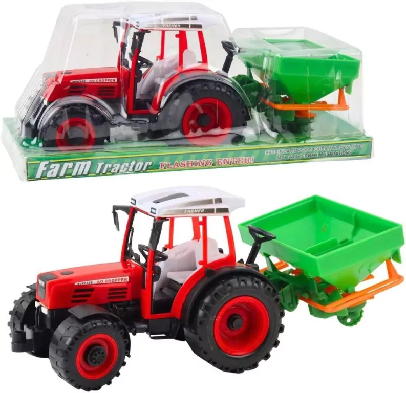 Traktor z siewnikiem czerwony 34cm - tantis.pl