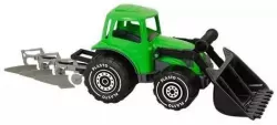 Traktor z ładowaczem i pługiem 52cm zielony