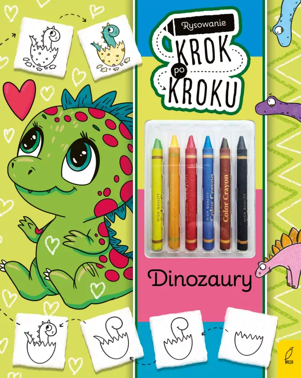 Dinozaury. Rysowanie krok po kroku z kredkami - tantis.pl