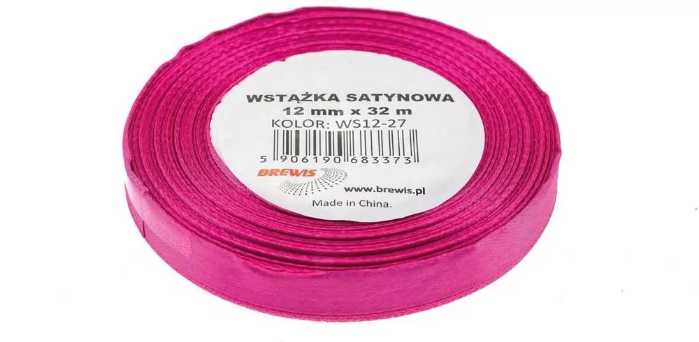 Wstążka satynowa. Fuksja 12mmx32m - tantis.pl