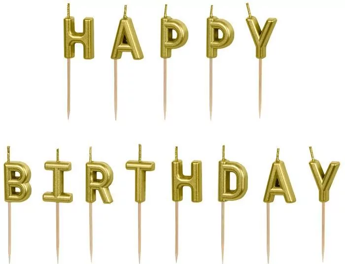 Świeczki urodzinowe Happy Birthday złoty - tantis.pl