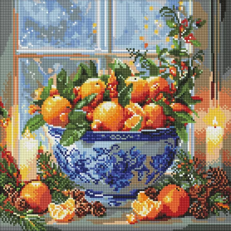 Diamentowa mozaika - Cytrusy w wazonie 40x40cm - tantis.pl