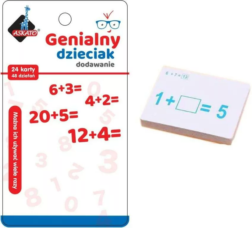 Fiszki matematyczne Dodawanie. Genialny dzieciak - tantis.pl