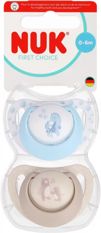 NUK. First Choice. Smoczki. 0-6 miesięcy. Miś. Konik. 2 sztuki - tantis.pl
