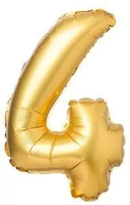 Balon foliowy. Cyfra 4. Matowy złoty  69cm - tantis.pl