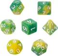 Komplet kości REBEL RPG - Dwukolorowe - Zielono-żółte - tantis.pl