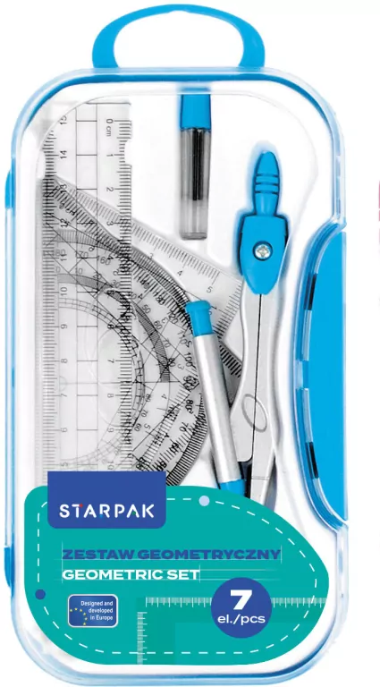 Zestaw szkolny geometryczny 7el niebieski - tantis.pl