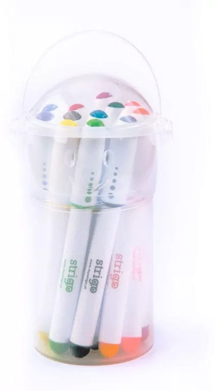 Flamastry - Wiaderko 12 sztuk STRIGO - tantis.pl