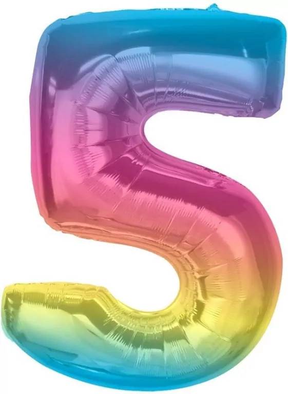 Balon foliowy cyfra 5 tęczowa Smart 92cm - tantis.pl