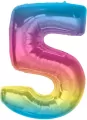 Balon foliowy cyfra 5 tęczowa Smart 92cm - tantis.pl