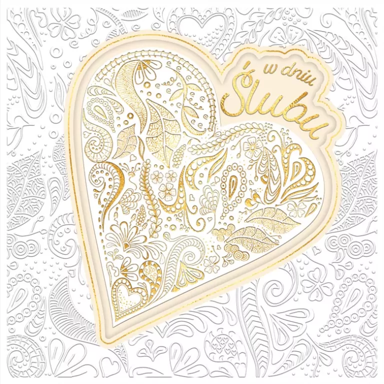 Karnet KW ślub Serce pattern - tantis.pl