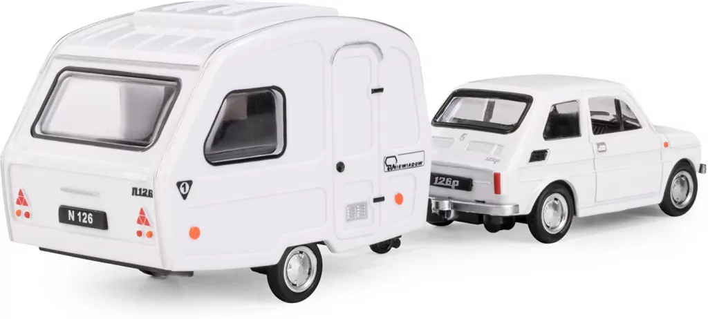 Fiat 126p + przyczepa Niewiadów Kemping biały - tantis.pl
